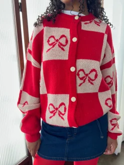 Lauda Cardi - Cherry Bow Check
