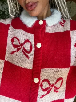 Lauda Cardi - Cherry Bow Check