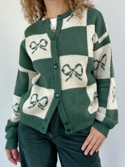 Lauda Cardi - Emerald Bow Check