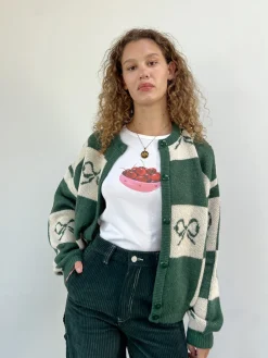 Lauda Cardi - Emerald Bow Check