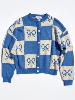 Lauda Cardi - Navy Bow Check