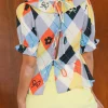 Leia Ruffle Blouse - Cirque Argyle