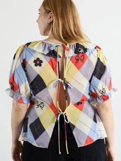 Leia Ruffle Blouse - Cirque Argyle