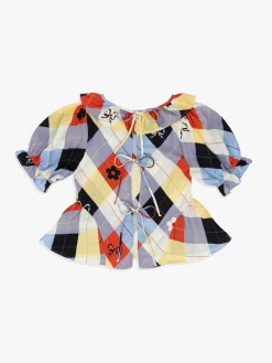 Leia Ruffle Blouse - Cirque Argyle