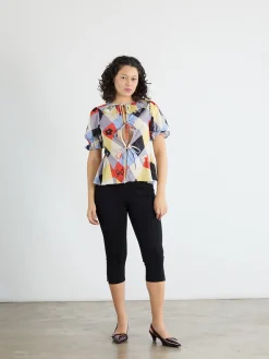 Leia Ruffle Blouse - Cirque Argyle