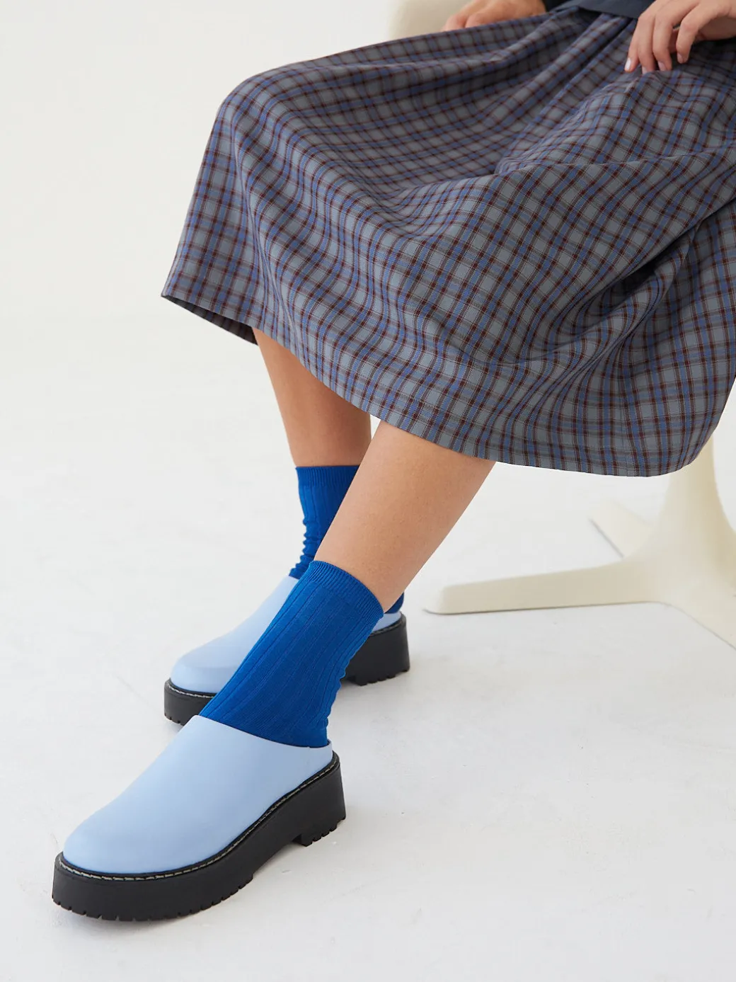 Lena Chunky Mule - Alice Blue