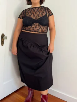 Maeve Midi Skirt - Caviar Twill