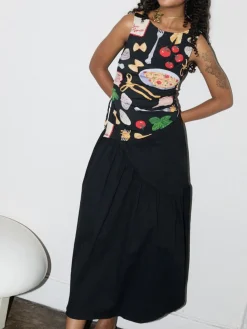 Maeve Midi Skirt - Caviar Twill