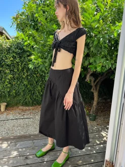 Maeve Midi Skirt - Caviar Twill