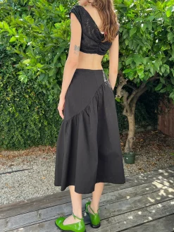 Maeve Midi Skirt - Caviar Twill
