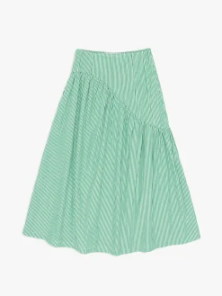 Maeve Midi Skirt - Green Stripe