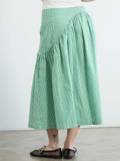 Maeve Midi Skirt - Green Stripe