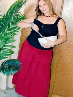 Maeve Midi Skirt - Merlot