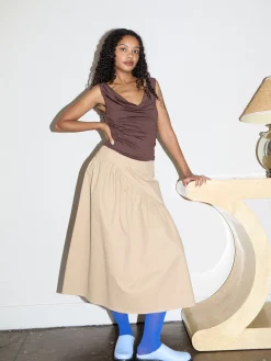 Maeve Midi Skirt - Toast Twill