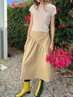 Maeve Midi Skirt - Toast Twill