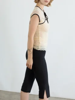 Mariposa Lace Bow Tee - Piped Cloud