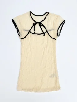 Mariposa Lace Bow Tee - Piped Cloud