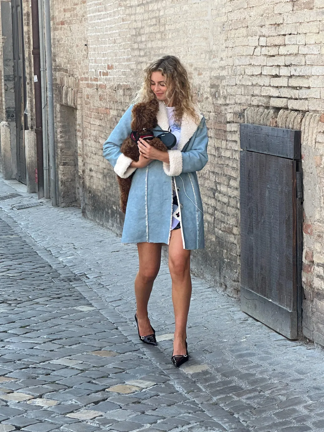 Nadia Sherpa Coat - Cloud Blue