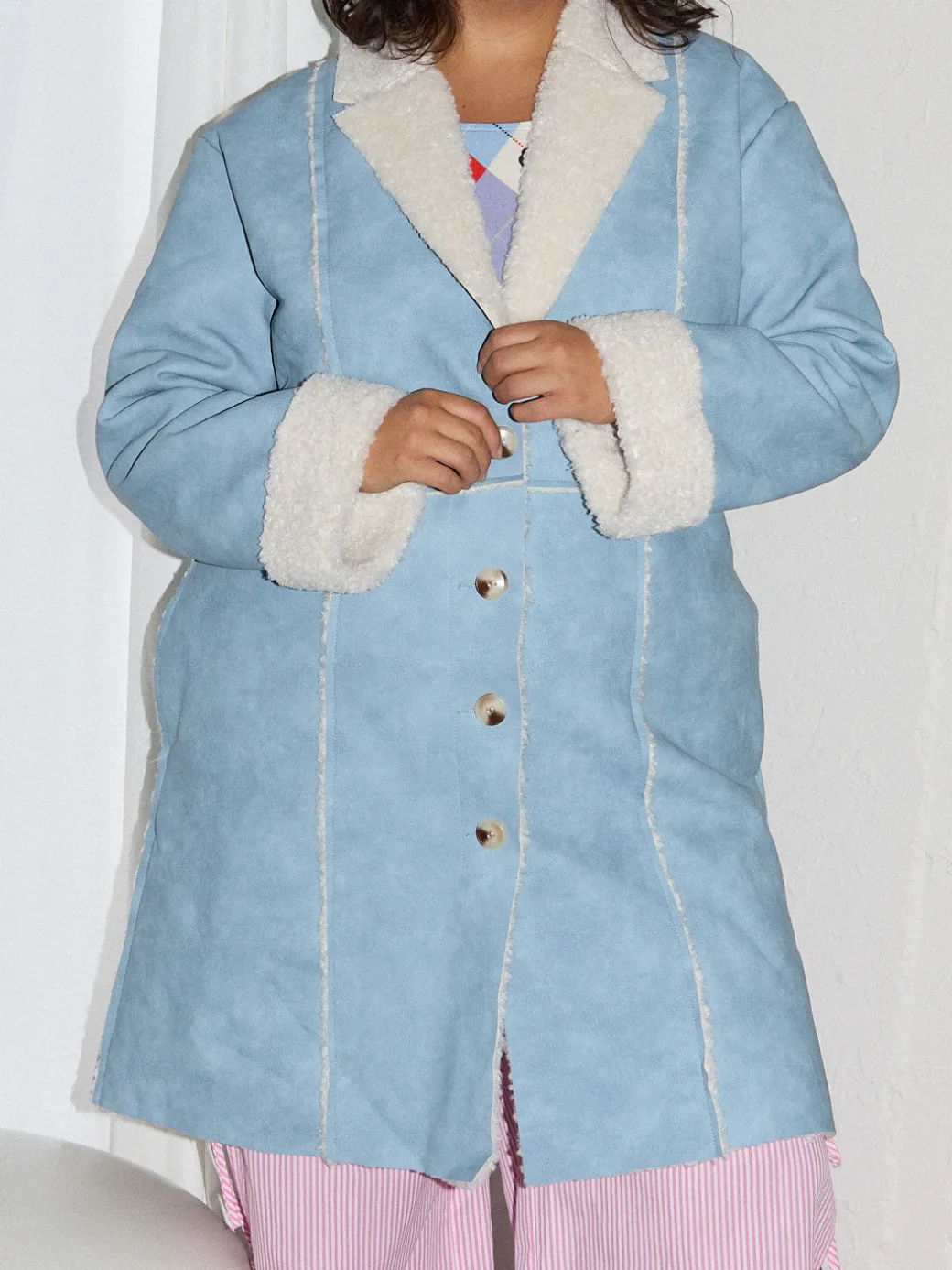 Nadia Sherpa Coat - Cloud Blue