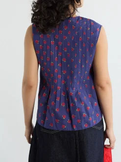 Nora Pin Tuck Blouse - Rose Print