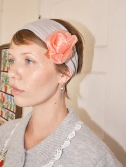 Organza Rose Clip - Peach