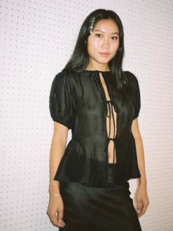 Petra Blouse - Black Organza