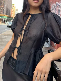 Petra Blouse - Black Organza