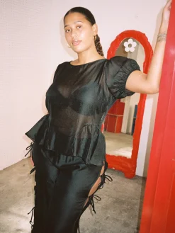 Petra Blouse - Black Organza