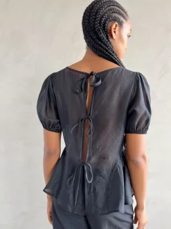 Petra Blouse - Black Organza