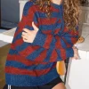 Riley Knit Hoodie - Red Navy Stripe