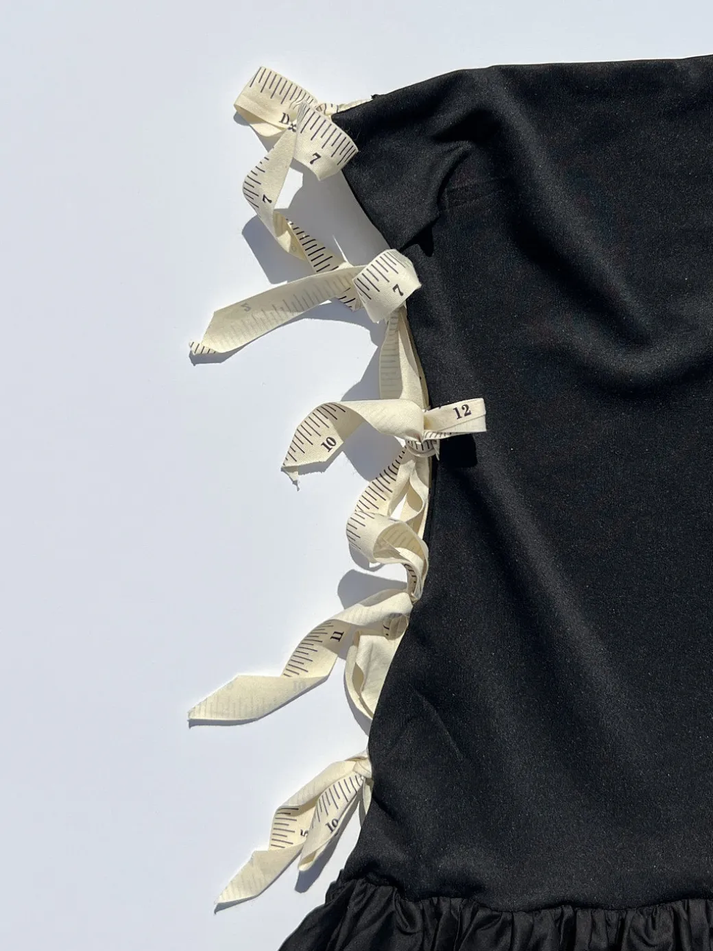 Side Bows Cut-Out Dress - Black/ Measuring Tape