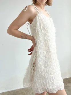 Tara Tie Mini Dress - Vanilla Ruffle