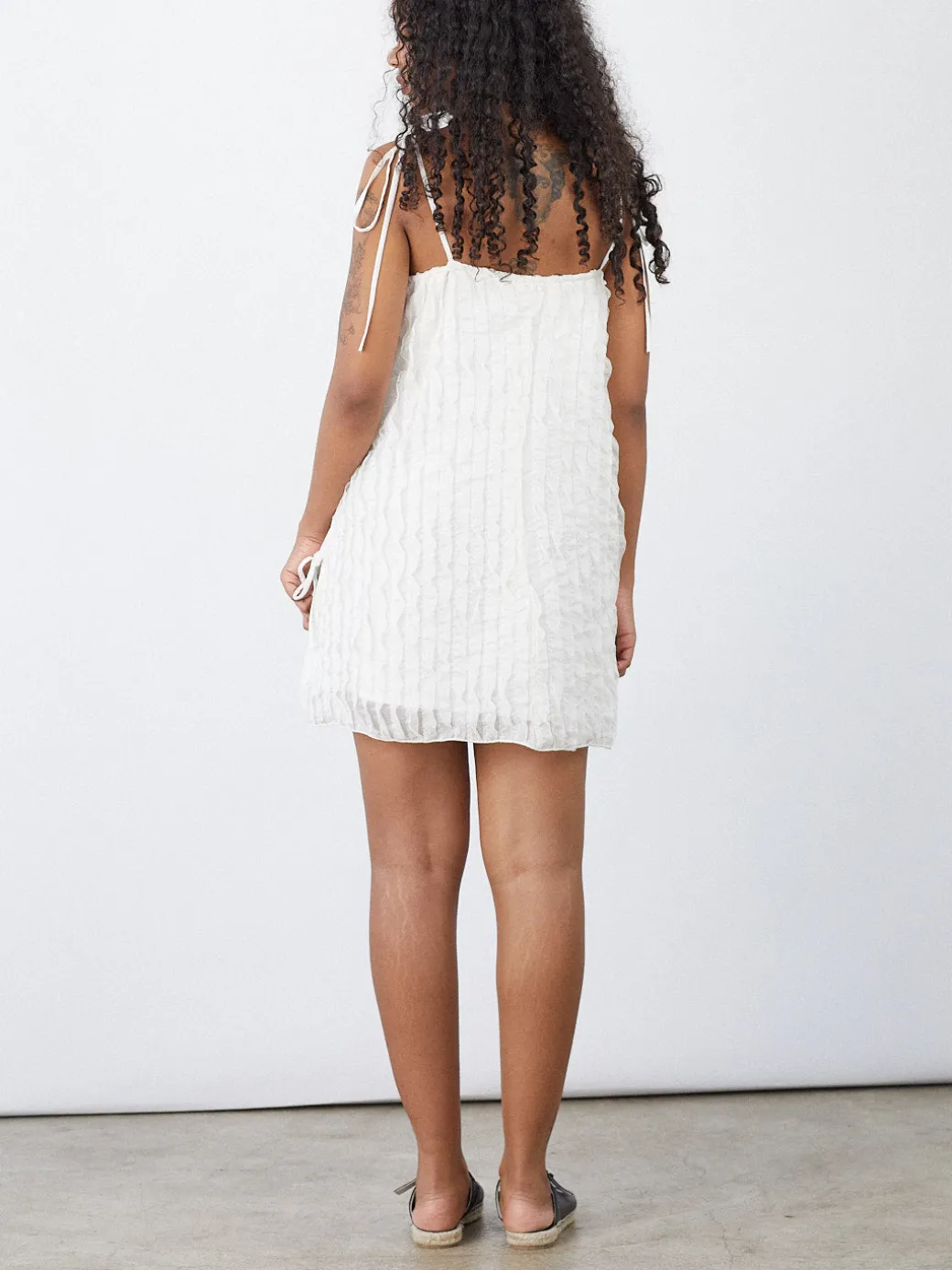 Tara Tie Mini Dress - Vanilla Ruffle