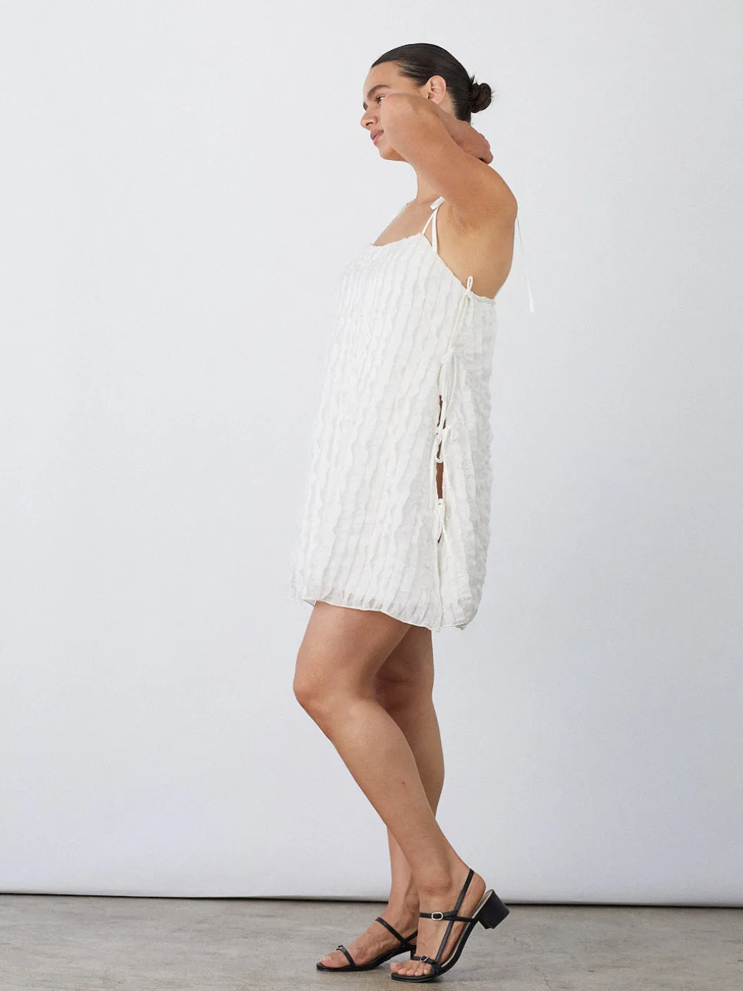 Tara Tie Mini Dress - Vanilla Ruffle