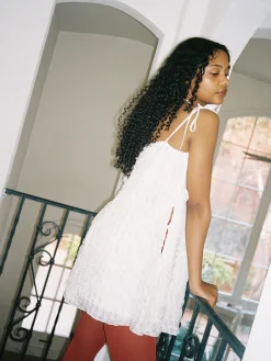 Tara Tie Mini Dress - Vanilla Ruffle
