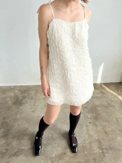 Tara Tie Mini Dress - Vanilla Ruffle