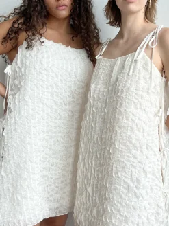 Tara Tie Mini Dress - Vanilla Ruffle