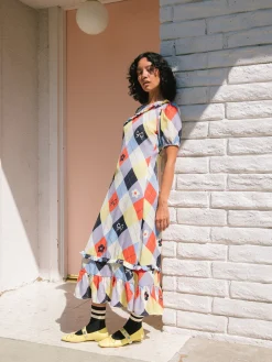 Teagan Ruffle Dress - Cirque Argyle