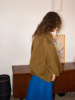 Vera Shearling Aviator Jacket - Black/Avocado
