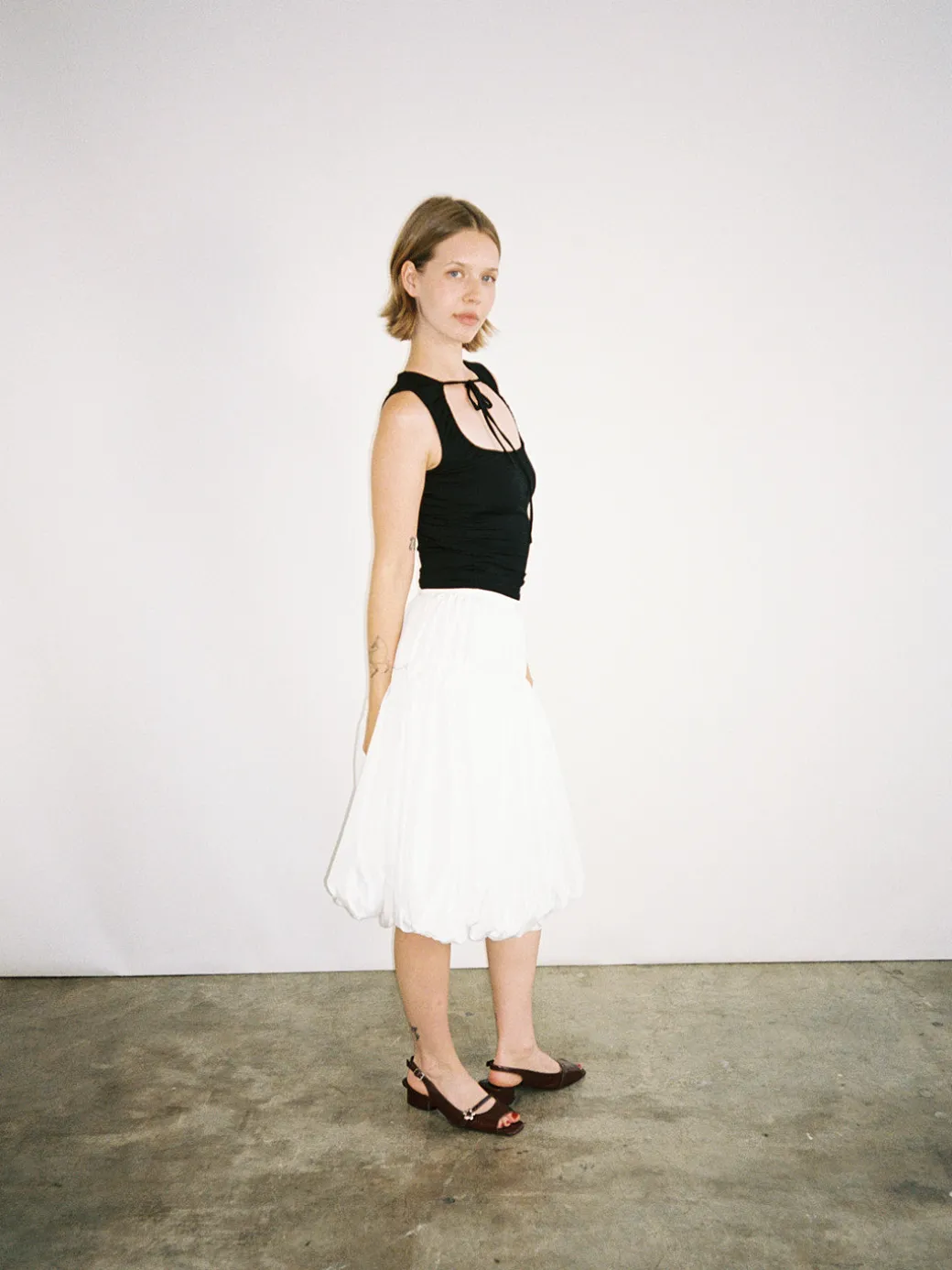 Whip Balloon Skirt - White