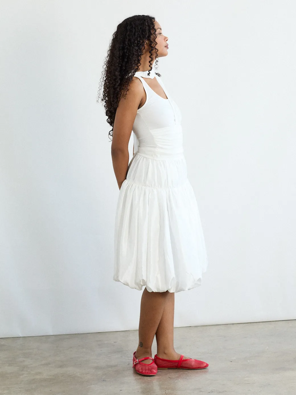 Whip Balloon Skirt - White