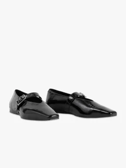 Wioletta Buckle Flat - Black Patent